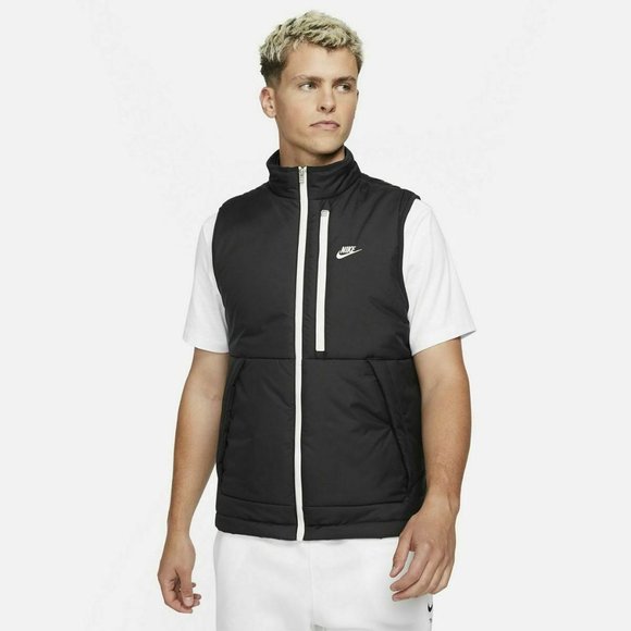 NWT NIKE MEN'S THERMA ZIP UP VEST BLACK‎ WHITE